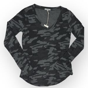 Z Supply NWT Long Sleeve Kinney Charcoal Camo Top- size XS